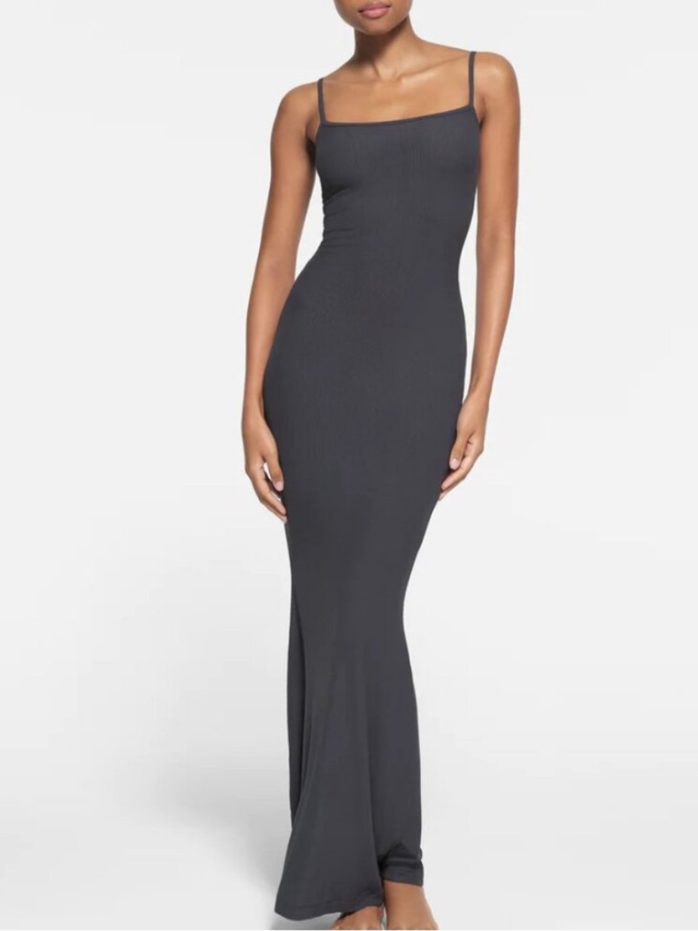 New! SKIMS Long Slip Dress Maxi Dress dark gray Medium 57341